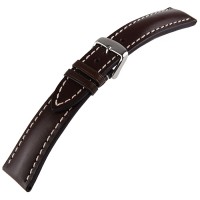 Handmade watchband made of russian leather strong padded and white seam
